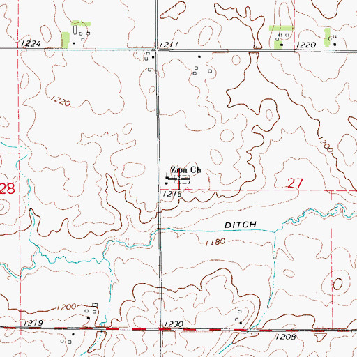 Topographic Map of Zion Reformed Cemetery, IA