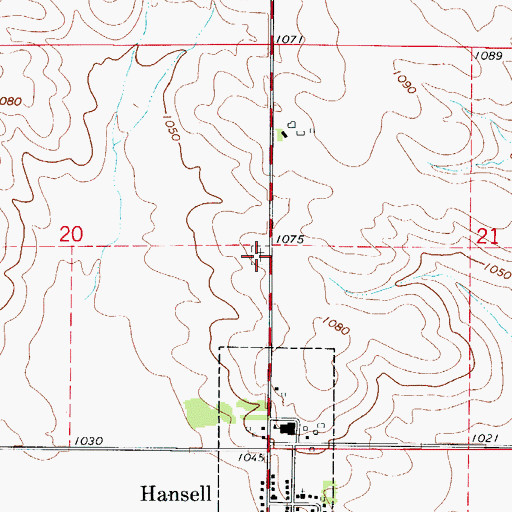 Topographic Map of Hansell Cemetery, IA