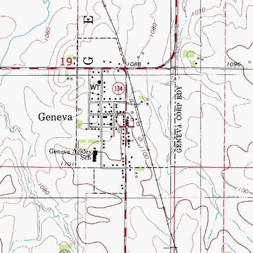 Topographic Map of Geneva Post Office, IA