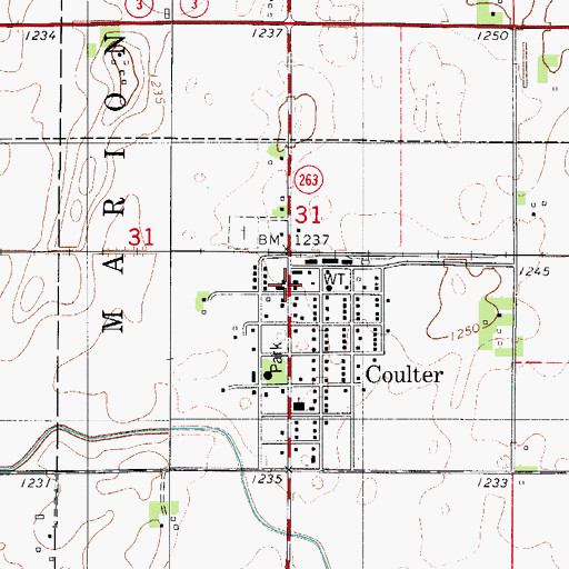 Topographic Map of Coulter Community Center, IA