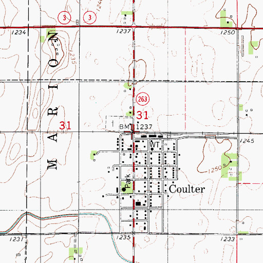 Topographic Map of Coulter, IA