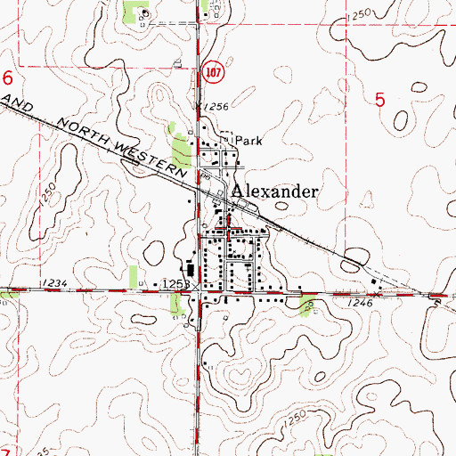 Topographic Map of Alexander Fire Department, IA