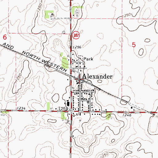 Topographic Map of Alexander (historical), IA