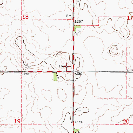Topographic Map of Holland Cemetery, IA