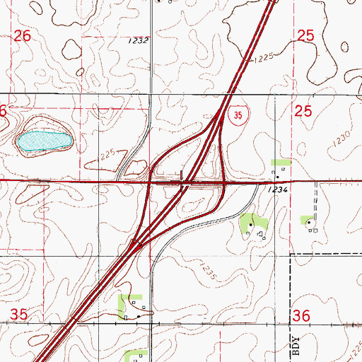 Topographic Map of Interchange 165, IA
