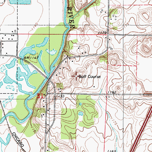 Topographic Map of Dows Golf Course, IA