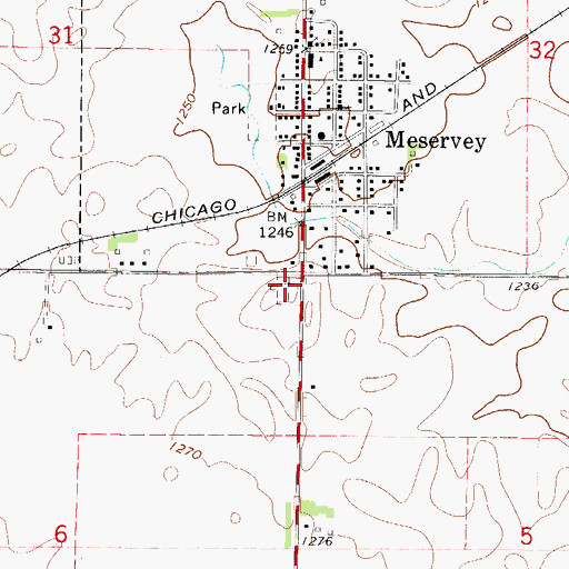 Topographic Map of Meservey Cemetery, IA
