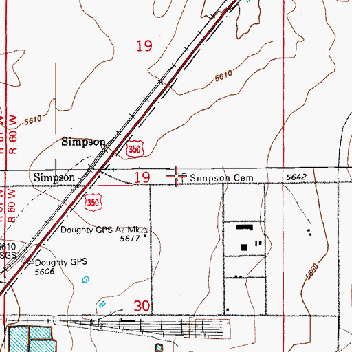 Topographic Map of Simpson Cemetery, CO