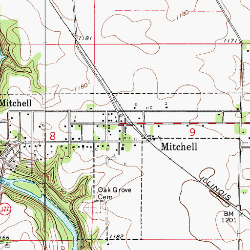 Topographic Map of Mitchell, IA