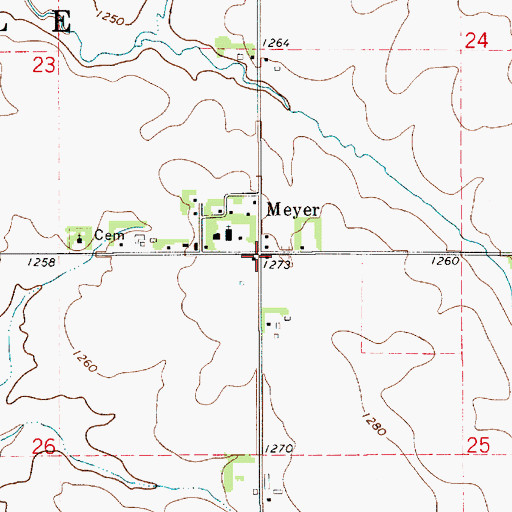 Topographic Map of Meyer Post Office (historical), IA