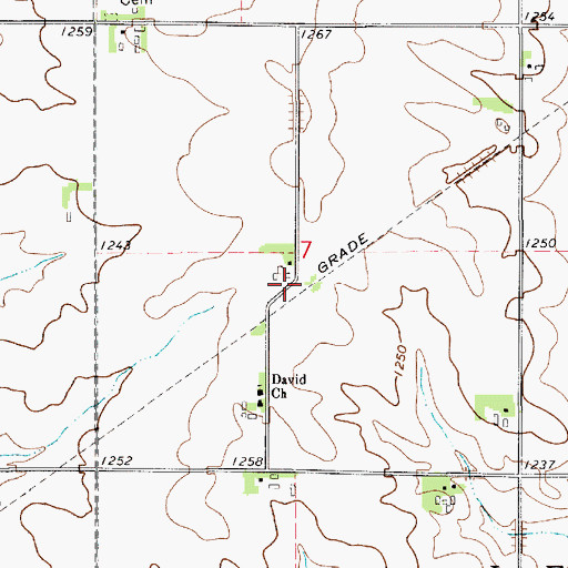Topographic Map of David (historical), IA