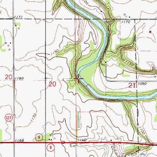 Topographic Map of Cedar River Greenbelt Trail, IA