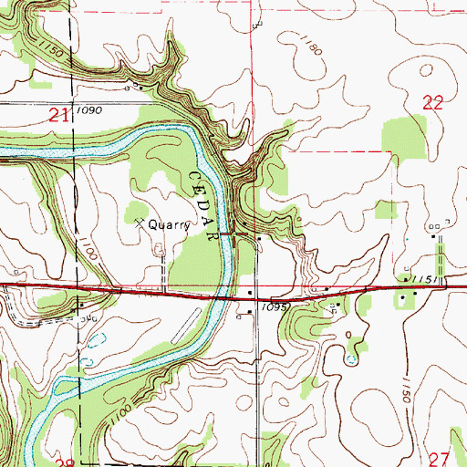 Topographic Map of Bennett Access, IA