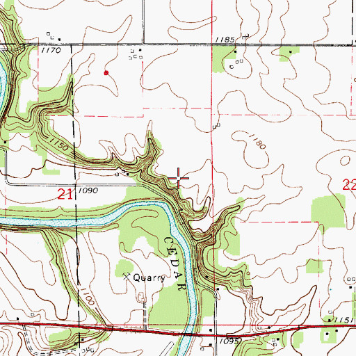 Topographic Map of Falk Wildlife Area, IA