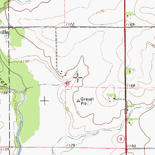 Topographic Map of Brownville Wildlife Area, IA