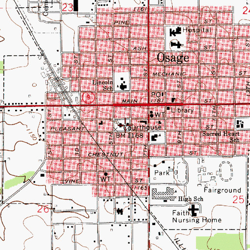 Topographic Map of Mitchell County Sheriff's Office, IA