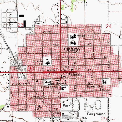 Topographic Map of First Baptist Church, IA