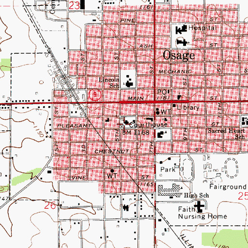 Topographic Map of Mitchell County Courthouse, IA