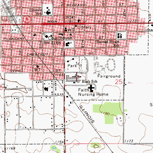 Topographic Map of Osage High School, IA