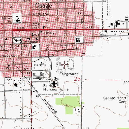 Topographic Map of Mitchell County Fairgrounds, IA