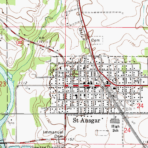 Topographic Map of Clausen City Park, IA