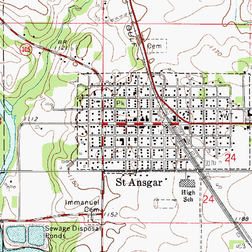 Topographic Map of Mitchell County Health Center, IA