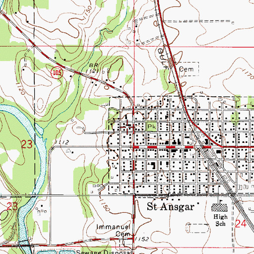 Topographic Map of First Lutheran Church, IA