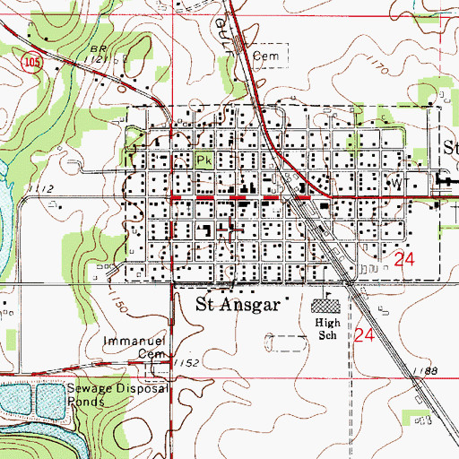 Topographic Map of Immanuel Lutheran Church, IA