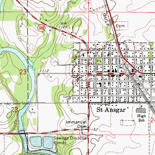 Topographic Map of Saint Ansgar Catholic Church, IA