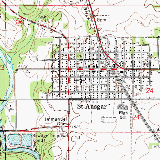 Topographic Map of Saint Ansgar Elementary School, IA