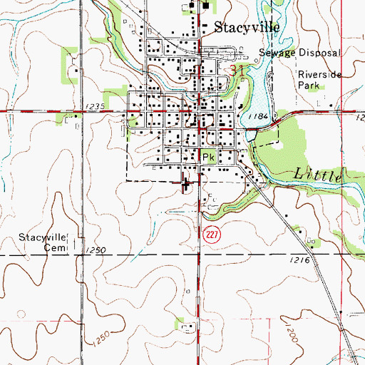 Topographic Map of Stacyville Community Nursing Home, IA