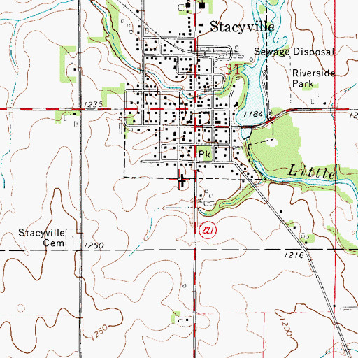 Topographic Map of Stacyville Community Nursing Home, IA