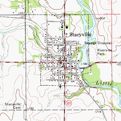 Topographic Map of Stacyville Public Library, IA