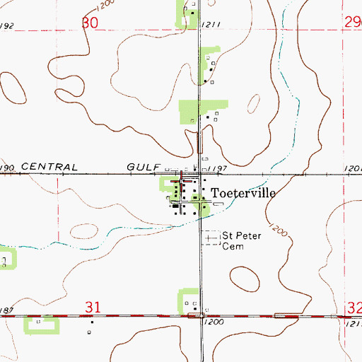 Topographic Map of Toeterville, IA