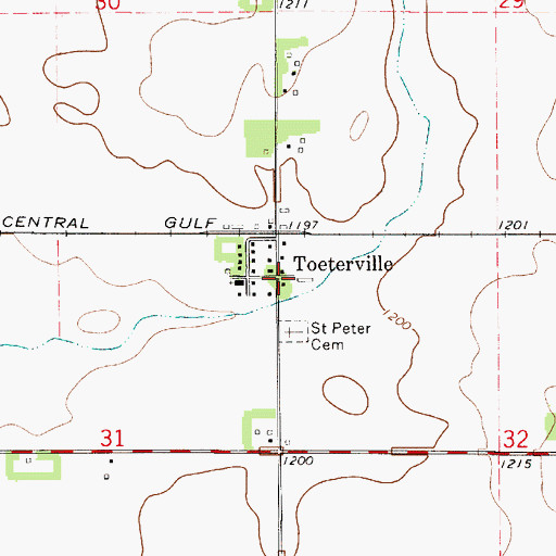 Topographic Map of Toeterville Post Office (historical), IA