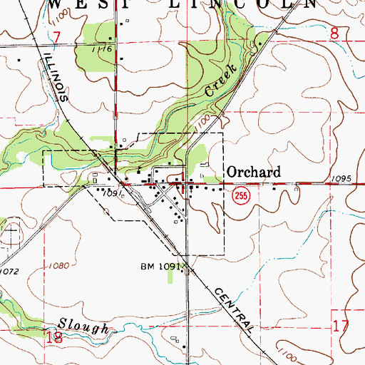 Topographic Map of Orchard Post Office, IA