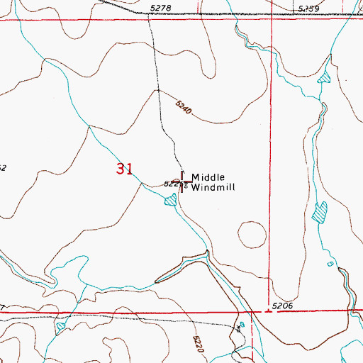 Topographic Map of Middle Windmill, CO