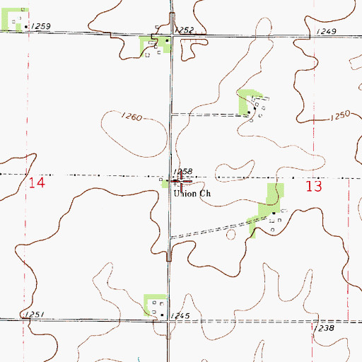 Topographic Map of Union Presbyterian Cemetery, IA