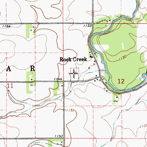 Topographic Map of Rock Creek Evangelical Lutheran Cemetery, IA