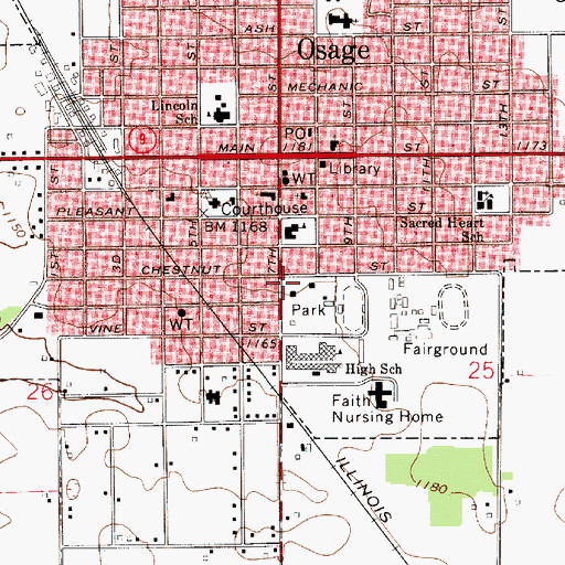 Topographic Map of Old Stone Mill Historical Marker, IA