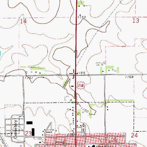 Topographic Map of The Dragoons - Mitchell County Historical Marker, IA