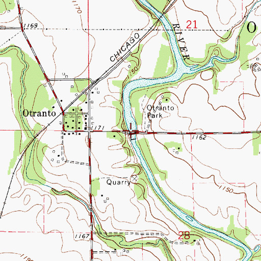 Topographic Map of Otranto Bridge, IA