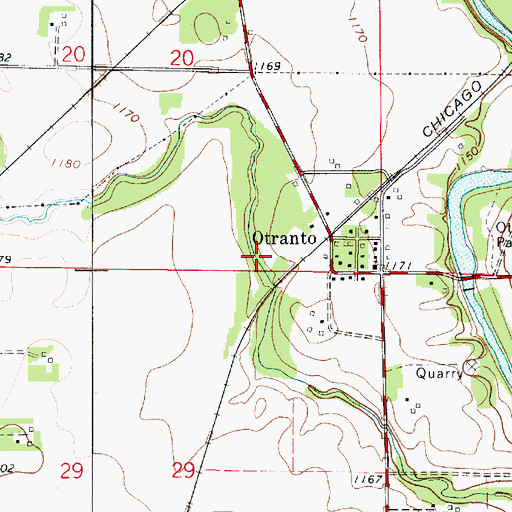 Topographic Map of Otranto, IA