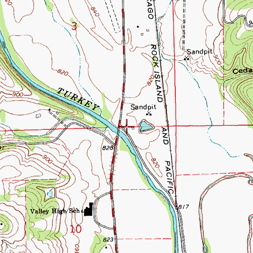 Topographic Map of Valley Canoe Access, IA