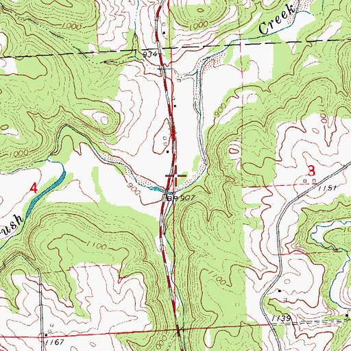 Topographic Map of Mill Grove Post Office (historical), IA