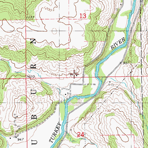 Topographic Map of Gamble Grove Post Office (historical), IA