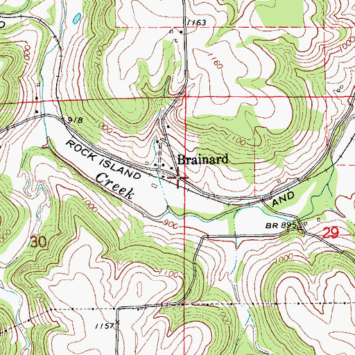 Topographic Map of Brainard (historical), IA