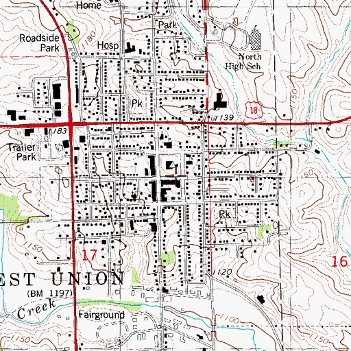 Topographic Map of Fayette County Sheriff, IA