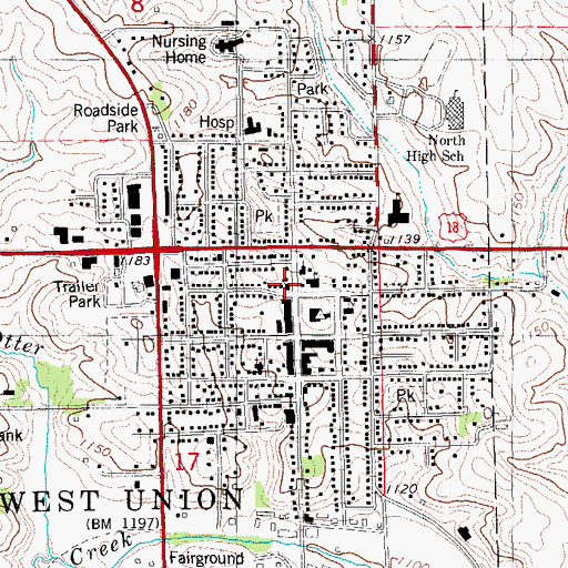 Topographic Map of First Baptist Church, IA