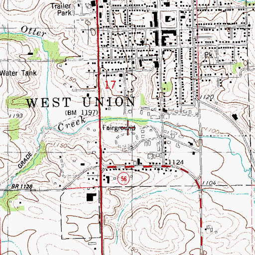 Topographic Map of Fayette County Fairgrounds, IA